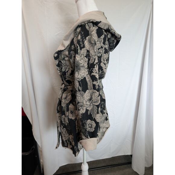Lucky Brand Women's Small Floral French Terry Wrap Hooded Sweatshirt Cardigan - Picture 4 of 13